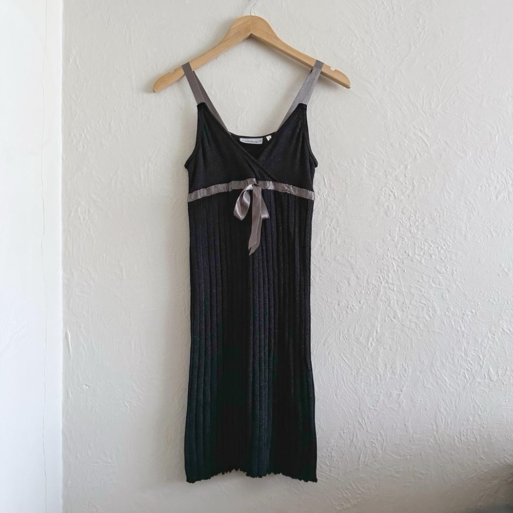 Clockhouse Black Babydoll Bow Detail Mini Dress Size S